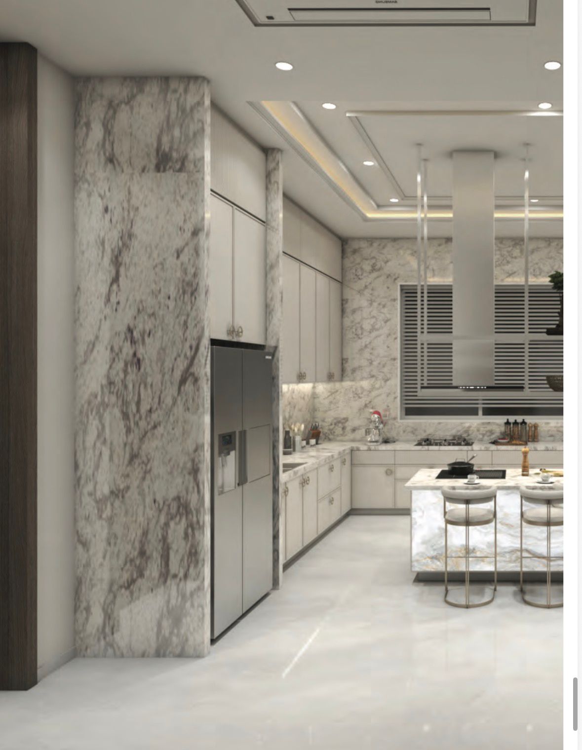 White Marble Island Kitchen, Kanpur
